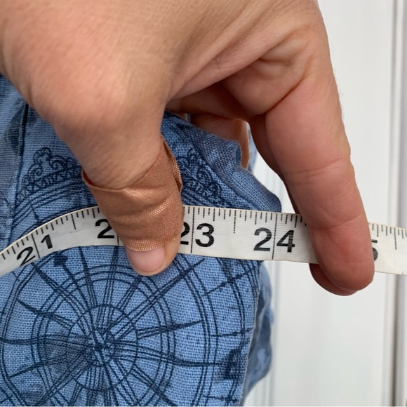 Vintage Shirt Mens Large World Map Abstract Camp Short Sleeve Blue Linen Button - Picture 5 of 6